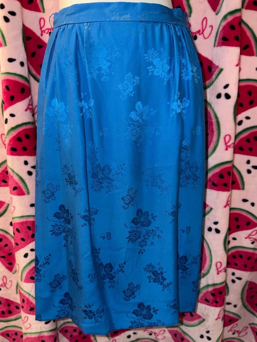 💙 Vintage Raul Blanco Silk Floral Midi Skirt